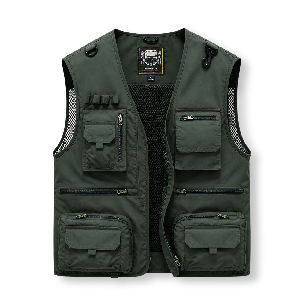 Gilet Uomo Multi Tasche Estivo Leggero con Zip per Viaggio e Outdoor