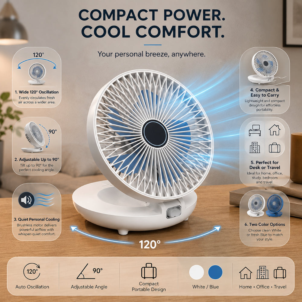 Condizionatore portatile con ventilatore mini oscillante silenzioso da tavolo
