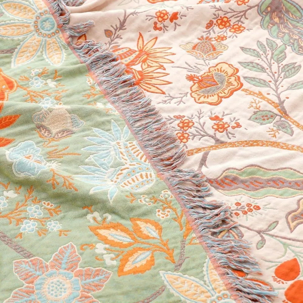 Coperta Letto Boho Floreale per Arredare il Divano Plaid Decorativo
