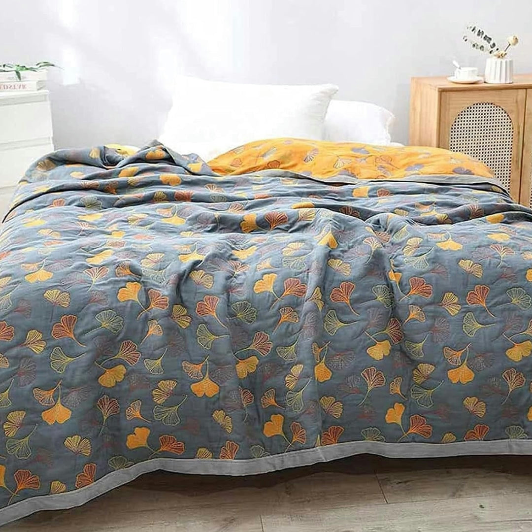 Coperta in cotone decorativa Ginkgo per la casa