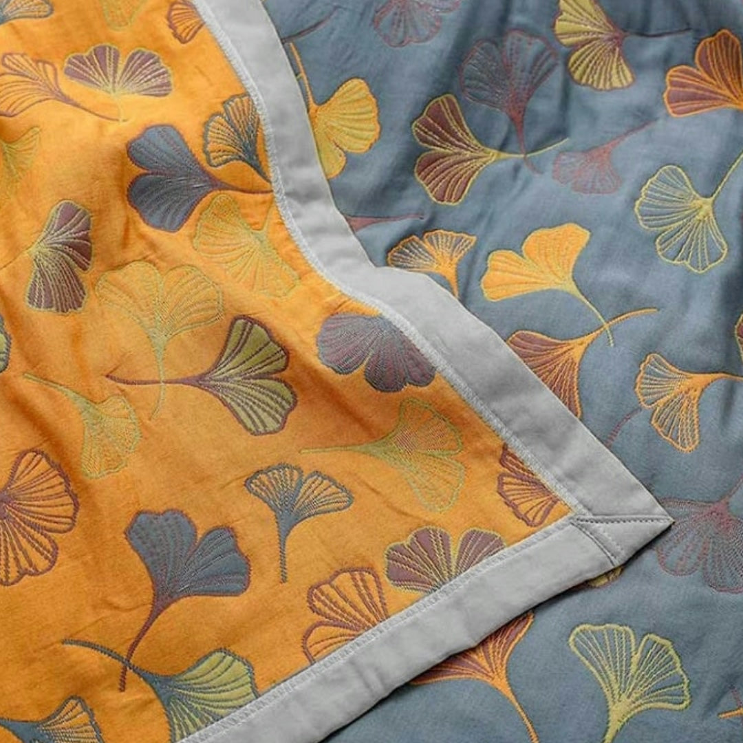 Coperta in cotone decorativa Ginkgo per la casa