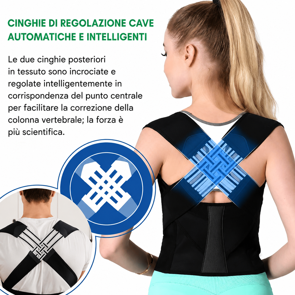 Correttore di postura regolabile supporto per la schiena uomo donna