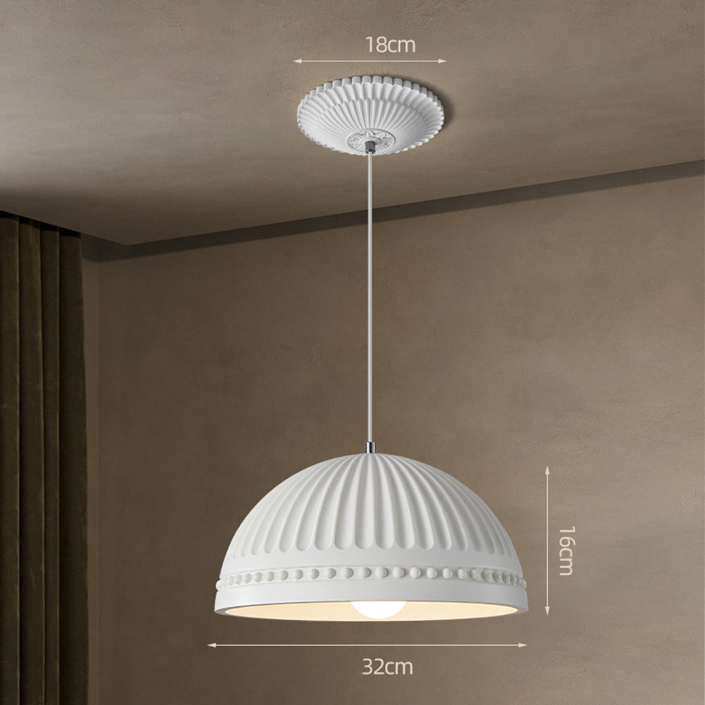 Elegante lampada a sospensione in resina bianca