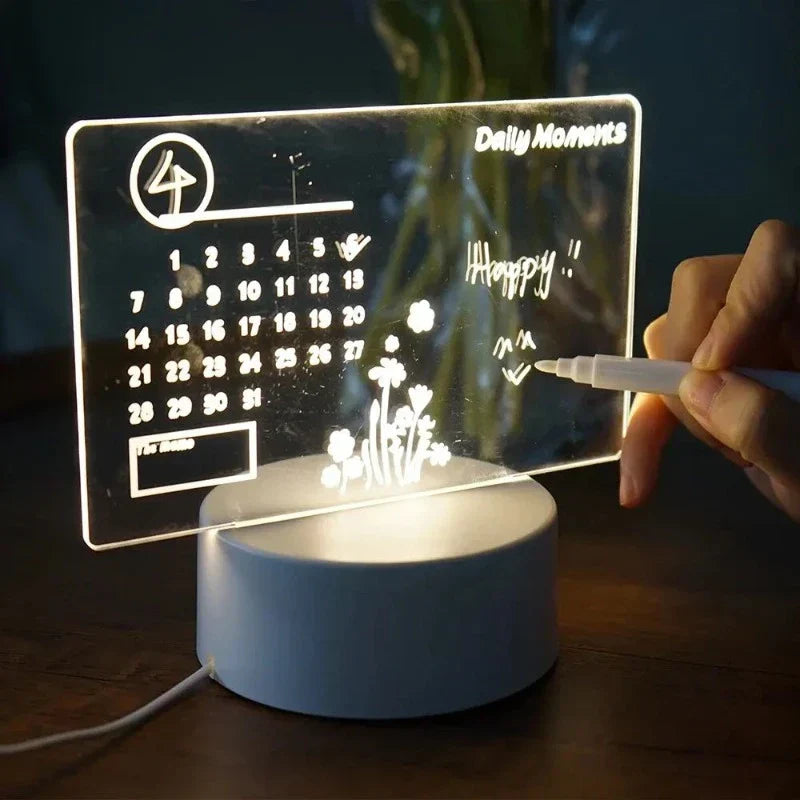 MemoGlow - LED Notitielamp met Zwarte Schrijfplaat voor Slaapkamer & Bureau