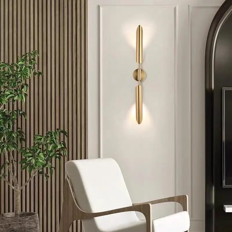 GoldenGlow – Lampada da parete LED minimalista per soggiorno e camera da letto