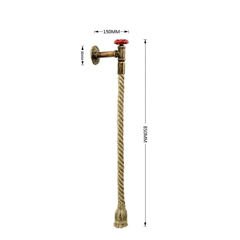 RusticGlow – Hemp Rope Wall Lamp in Industrial Style – Vintage Wall Lighting