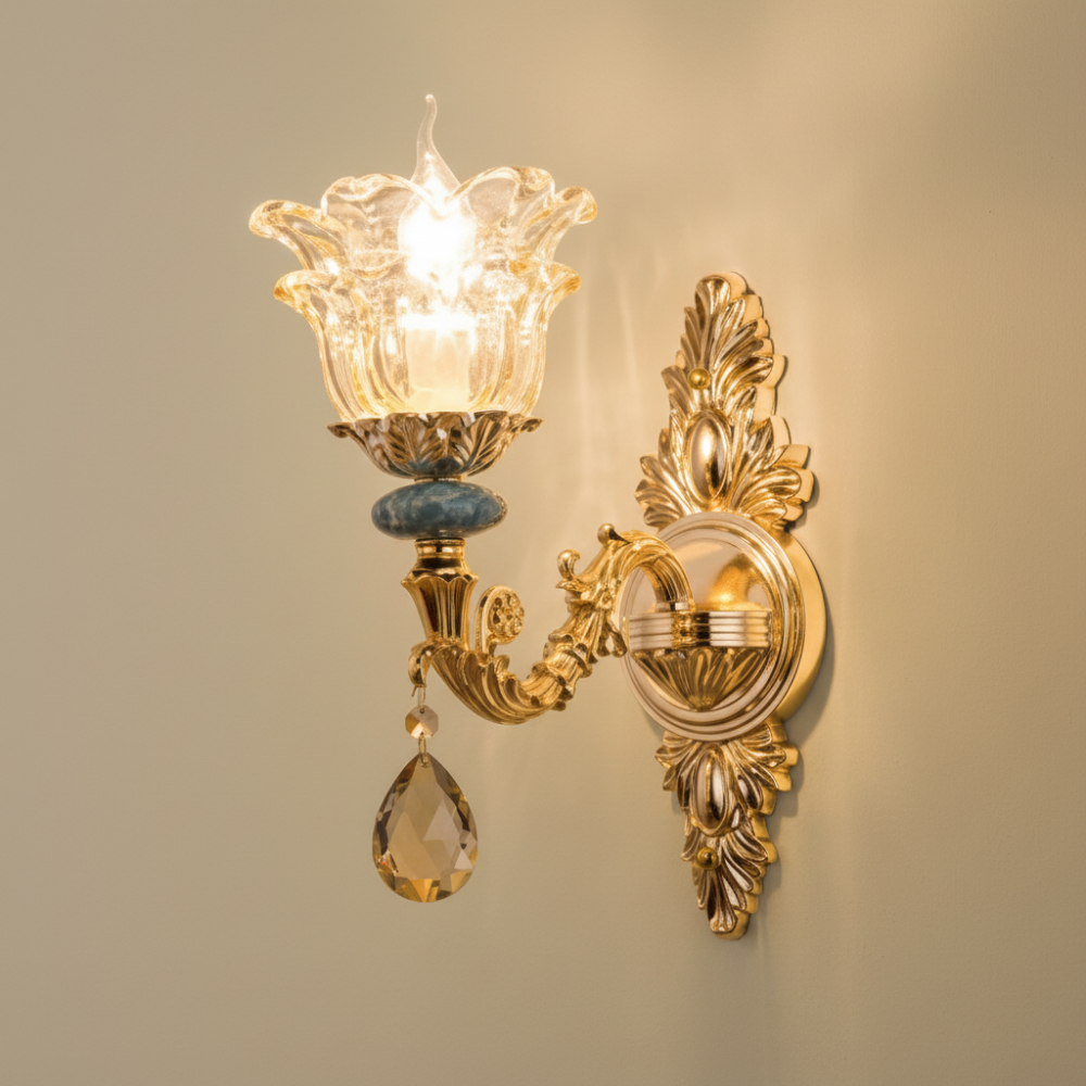 CrystalLuxe - Elegante Candeeiro de Parede Europeu em Cristal para Interiores de Luxo