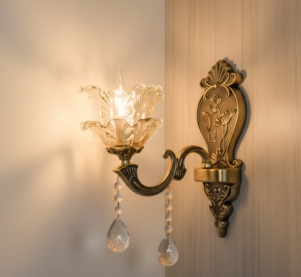 Wandlamp Vintage Goud Glas LED Dubbele Klassieke Binnenlamp