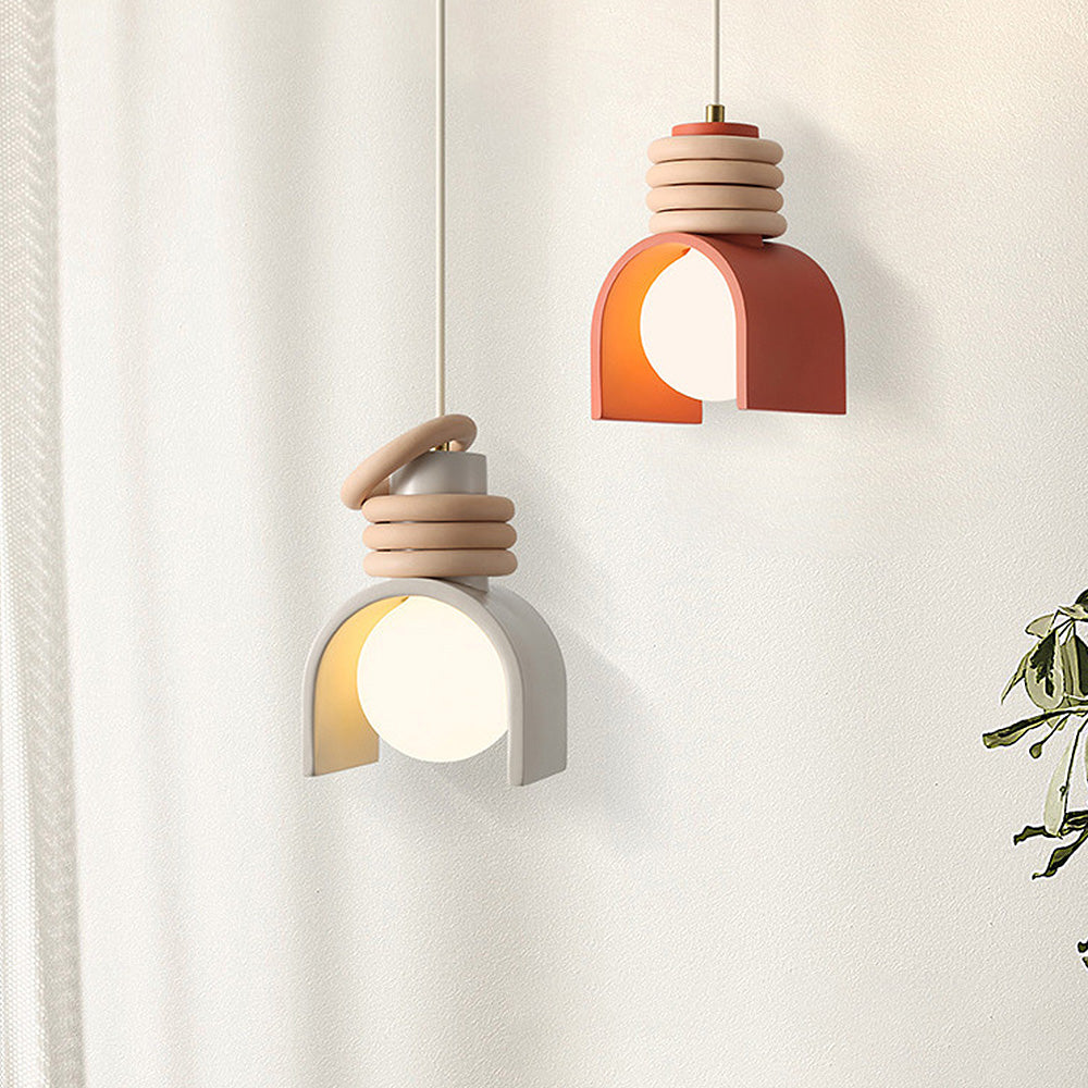Lampada a sospensione in resina crema stile francese