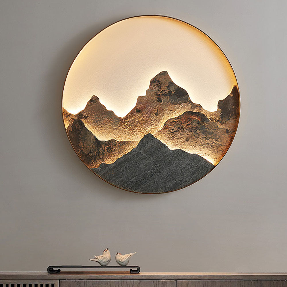 Lámpara de pared redonda LED estilo chino de montaña