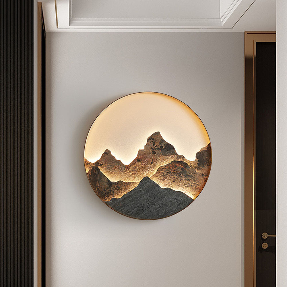 Lámpara de pared redonda LED estilo chino de montaña