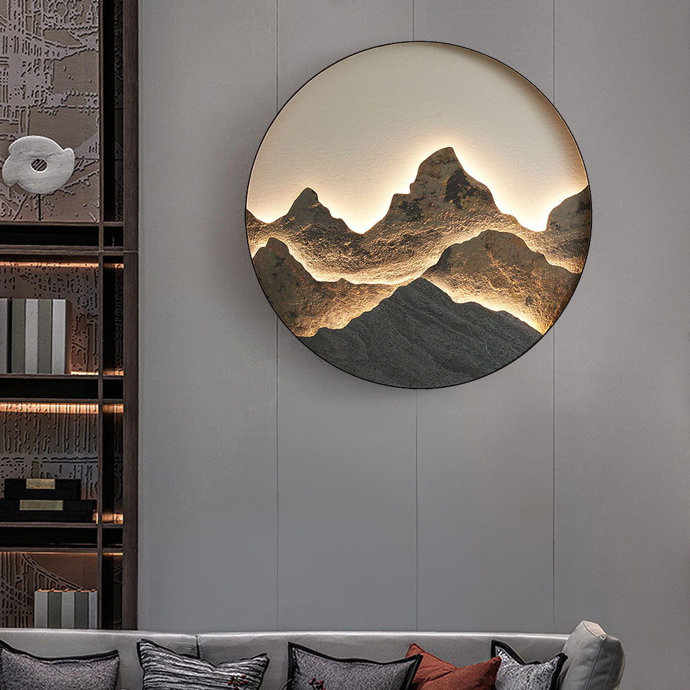 Lámpara de pared redonda LED estilo chino de montaña