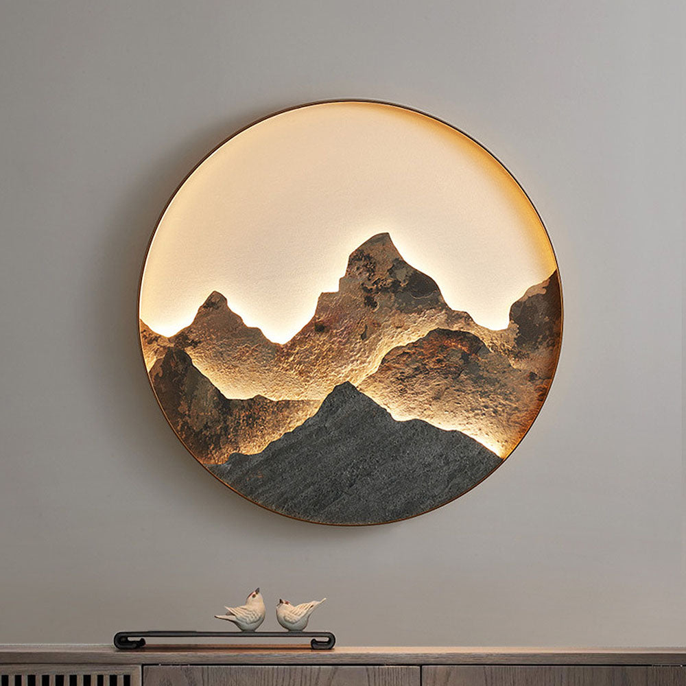 Lámpara de pared redonda LED estilo chino de montaña