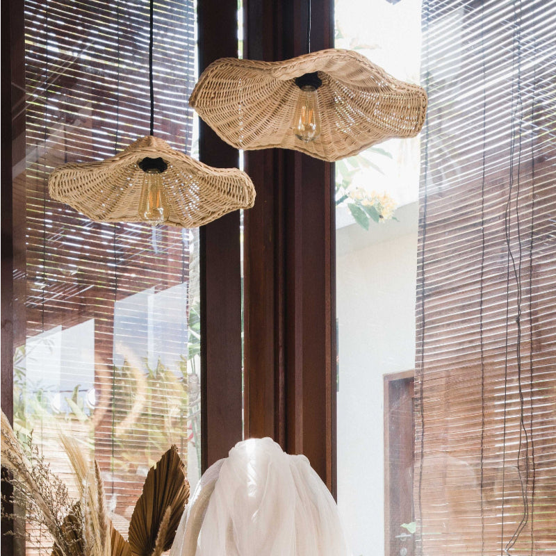 Boho Wicker Rattan Farmhouse Pendant Light