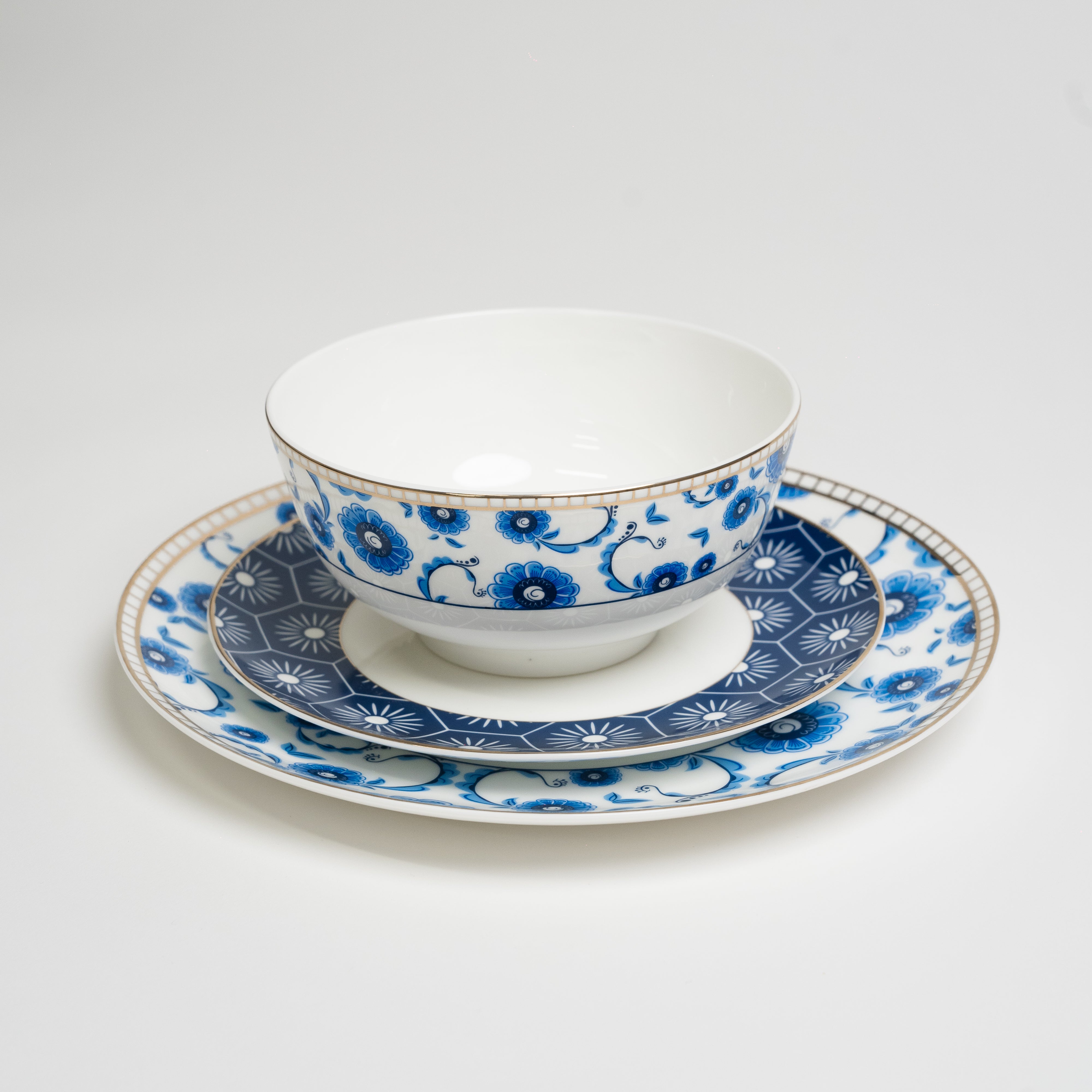 Set di Piatti Gem Blu Bianco