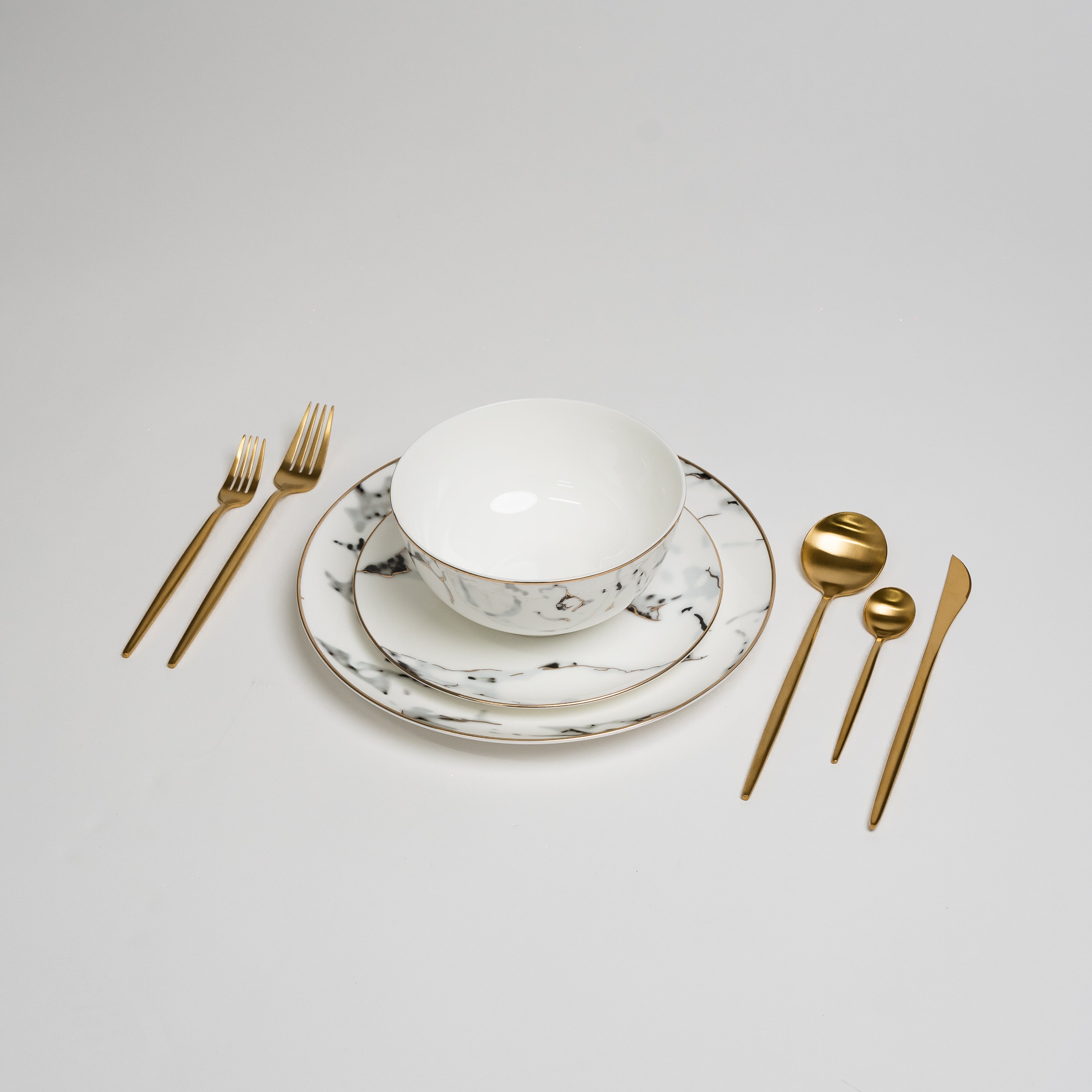 Conjunto de Pratos em Mármore Cinzento Alliance