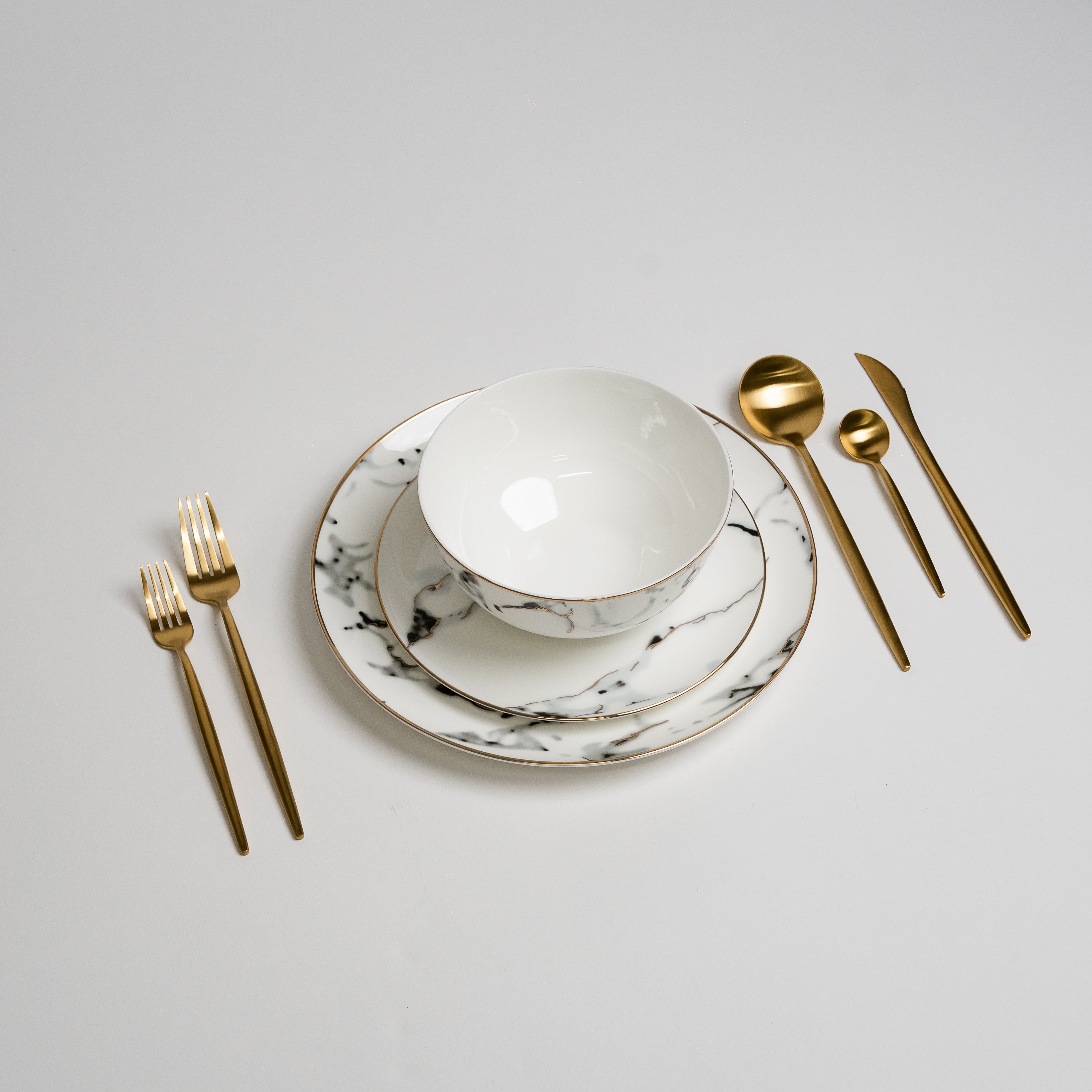 Conjunto de Pratos em Mármore Cinzento Alliance