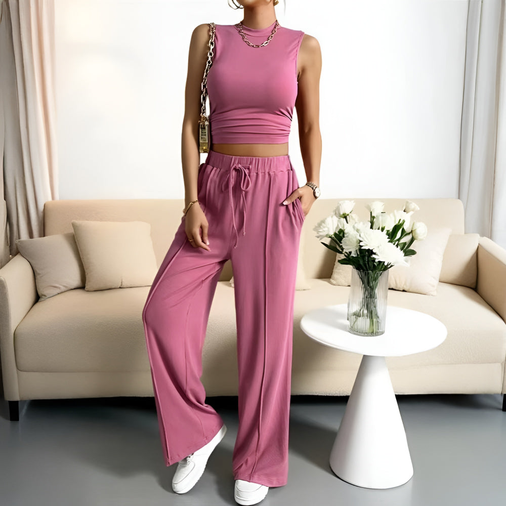 Women's Jumpsuit Sleeveless Wide Leg Summer Outfit Set