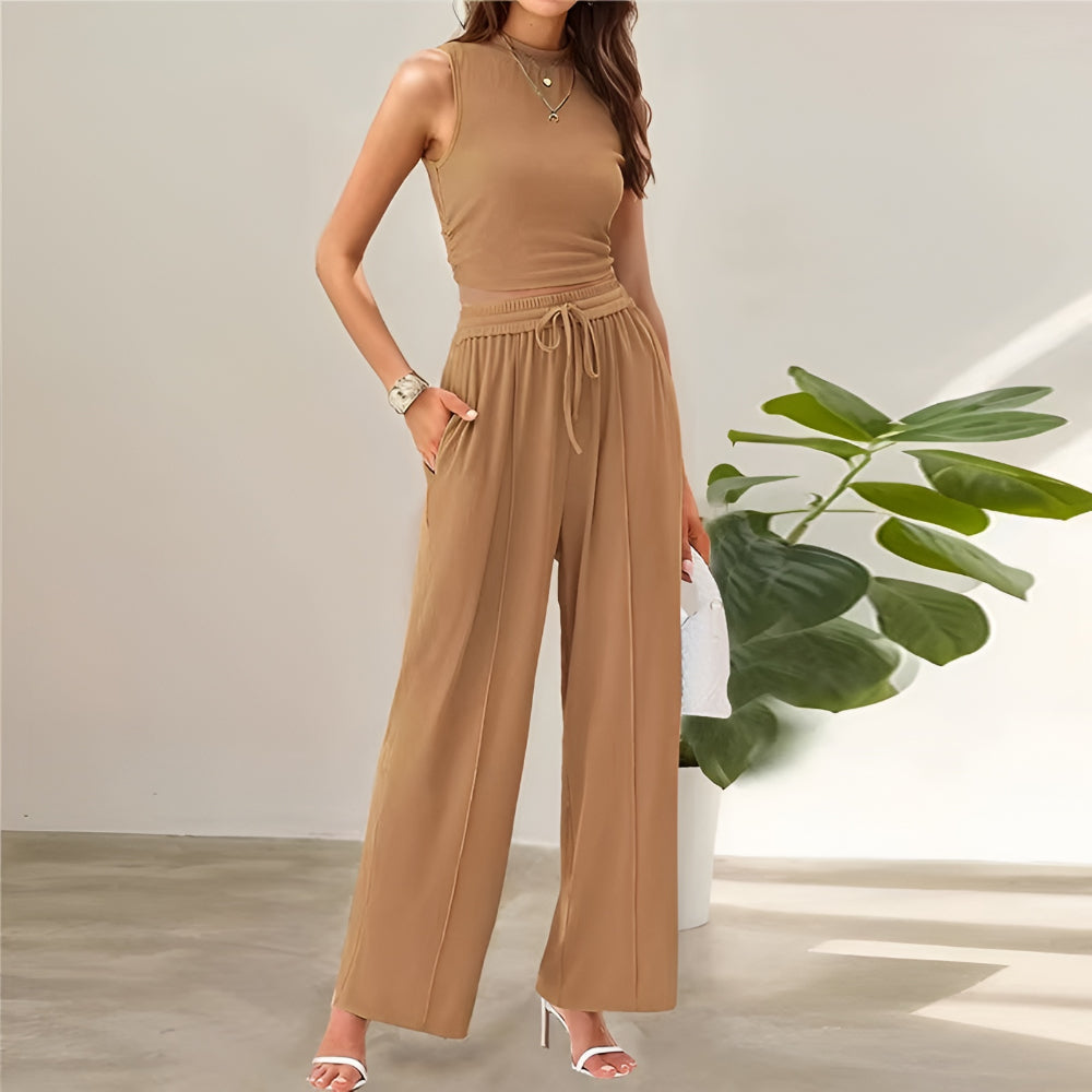 Women's Jumpsuit Sleeveless Wide Leg Summer Outfit Set