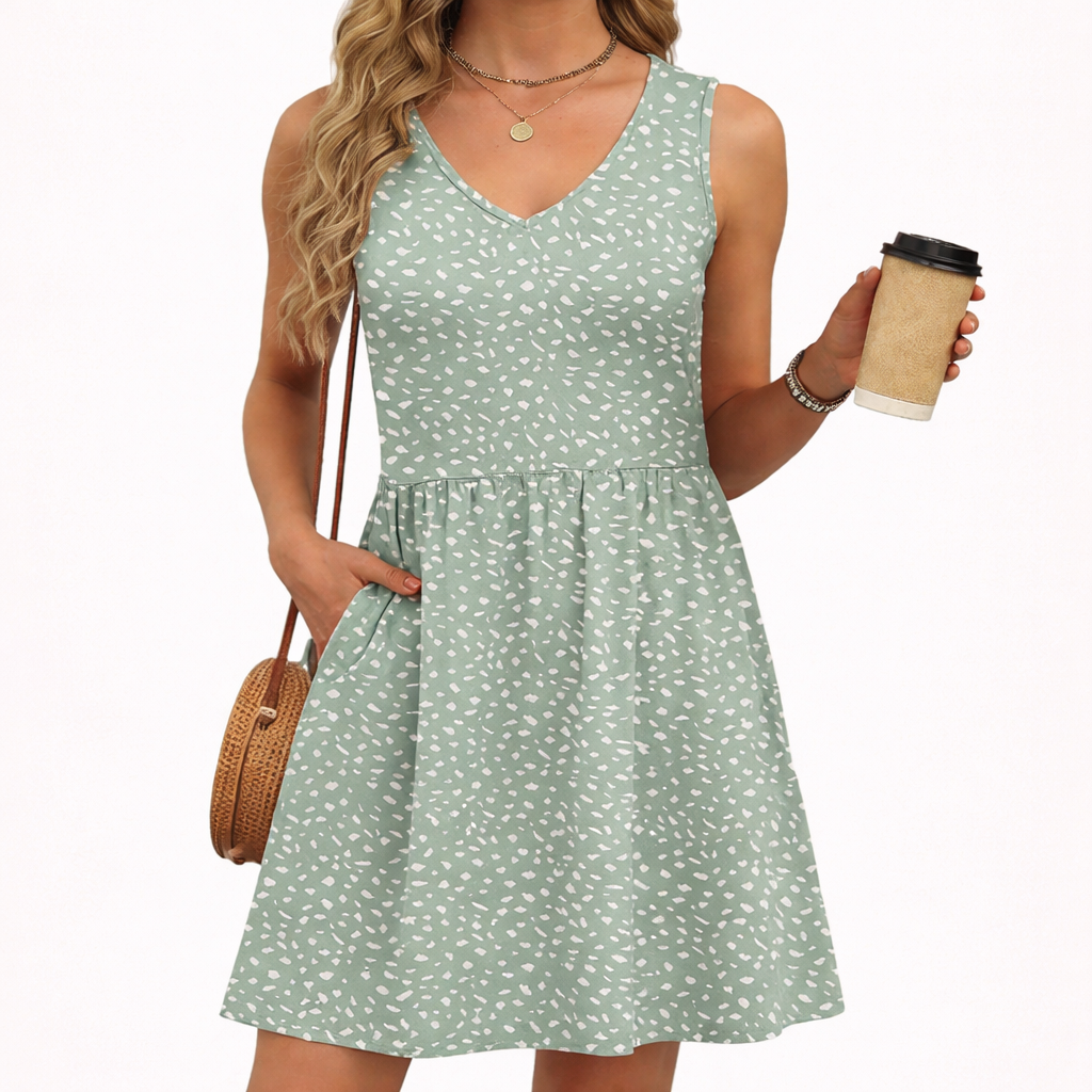 Women's A-Line Dress Sleeveless Casual Summer Dress with Pockets