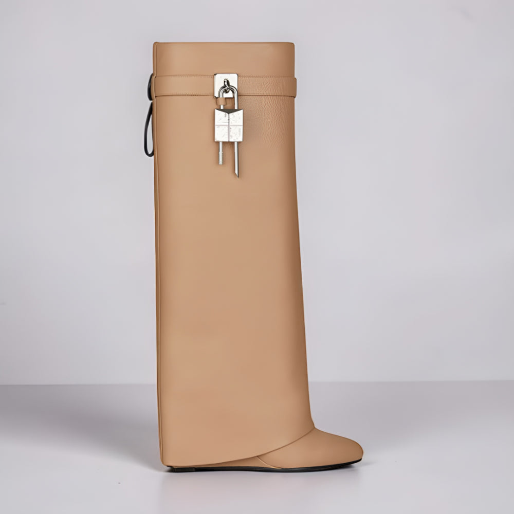 Botas de Senhora com Cunha, Estilo Minimalista, Moda Casual