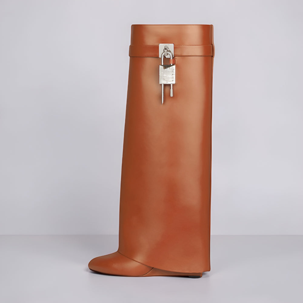 Botas de Senhora com Cunha, Estilo Minimalista, Moda Casual