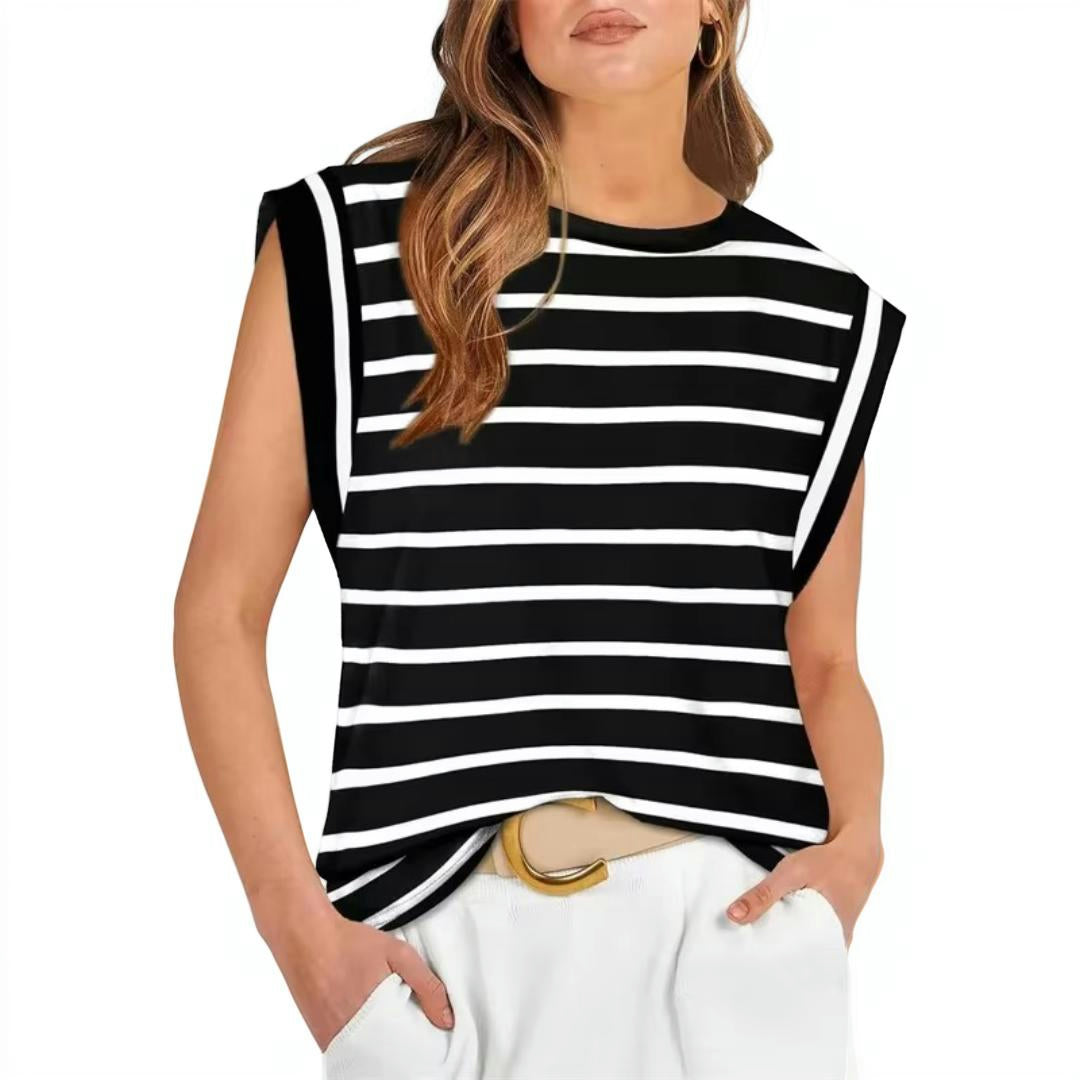 Women's Sleeveless Striped Casual Loose-Fit Top
