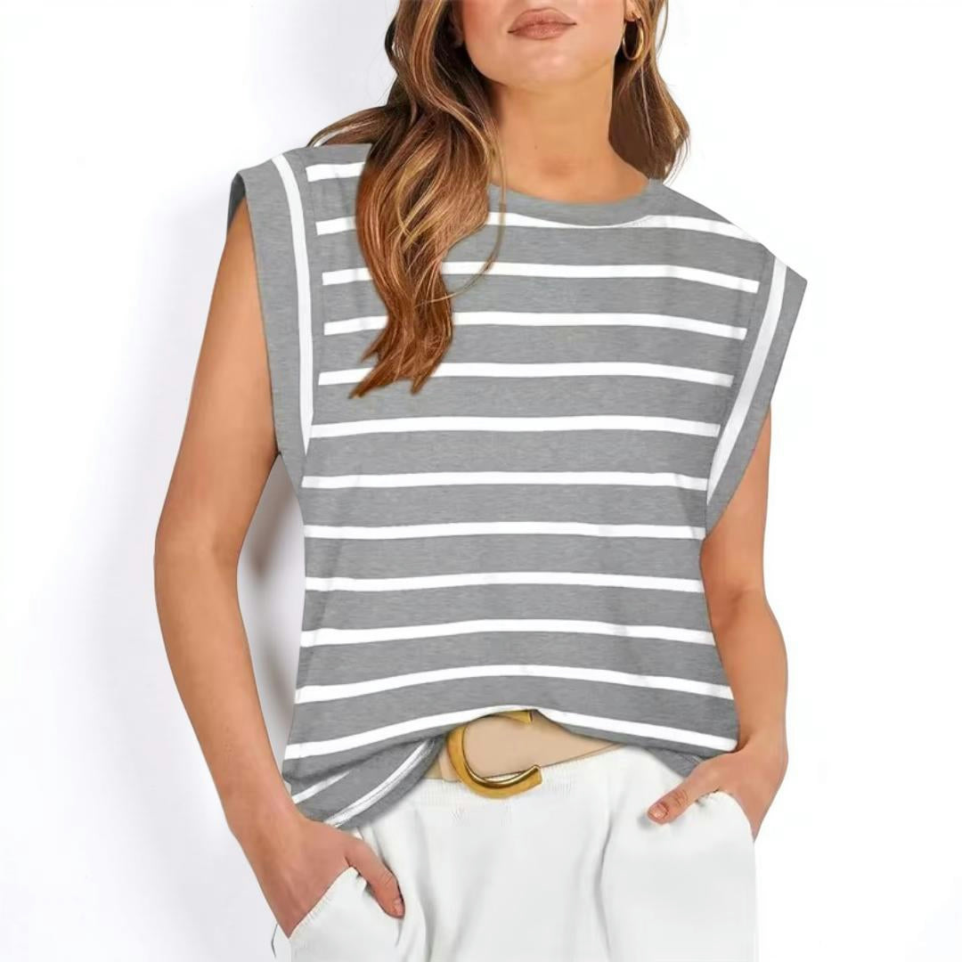 Women's Sleeveless Striped Casual Loose-Fit Top