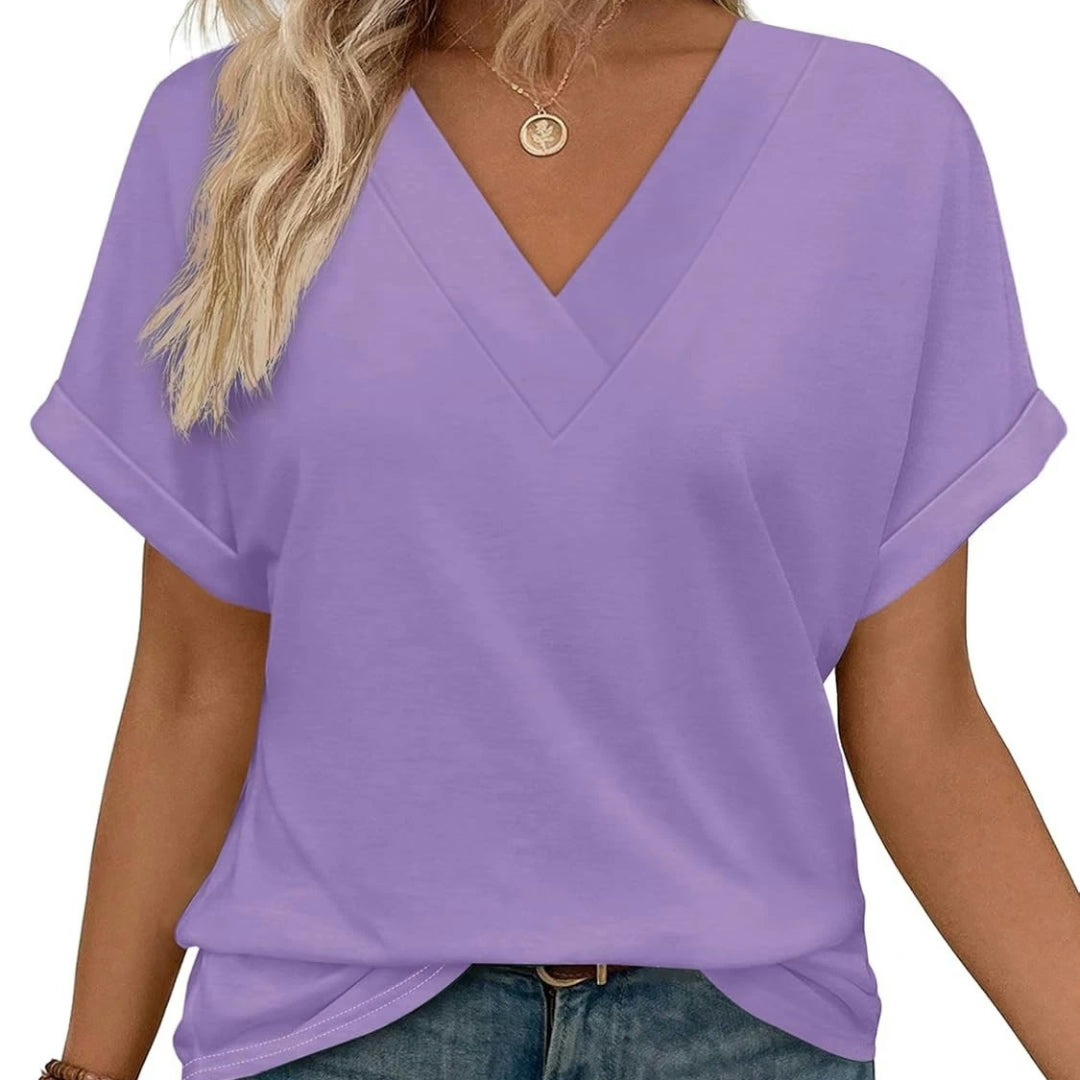 Women's V-Neck Batwing Sleeve Casual Top