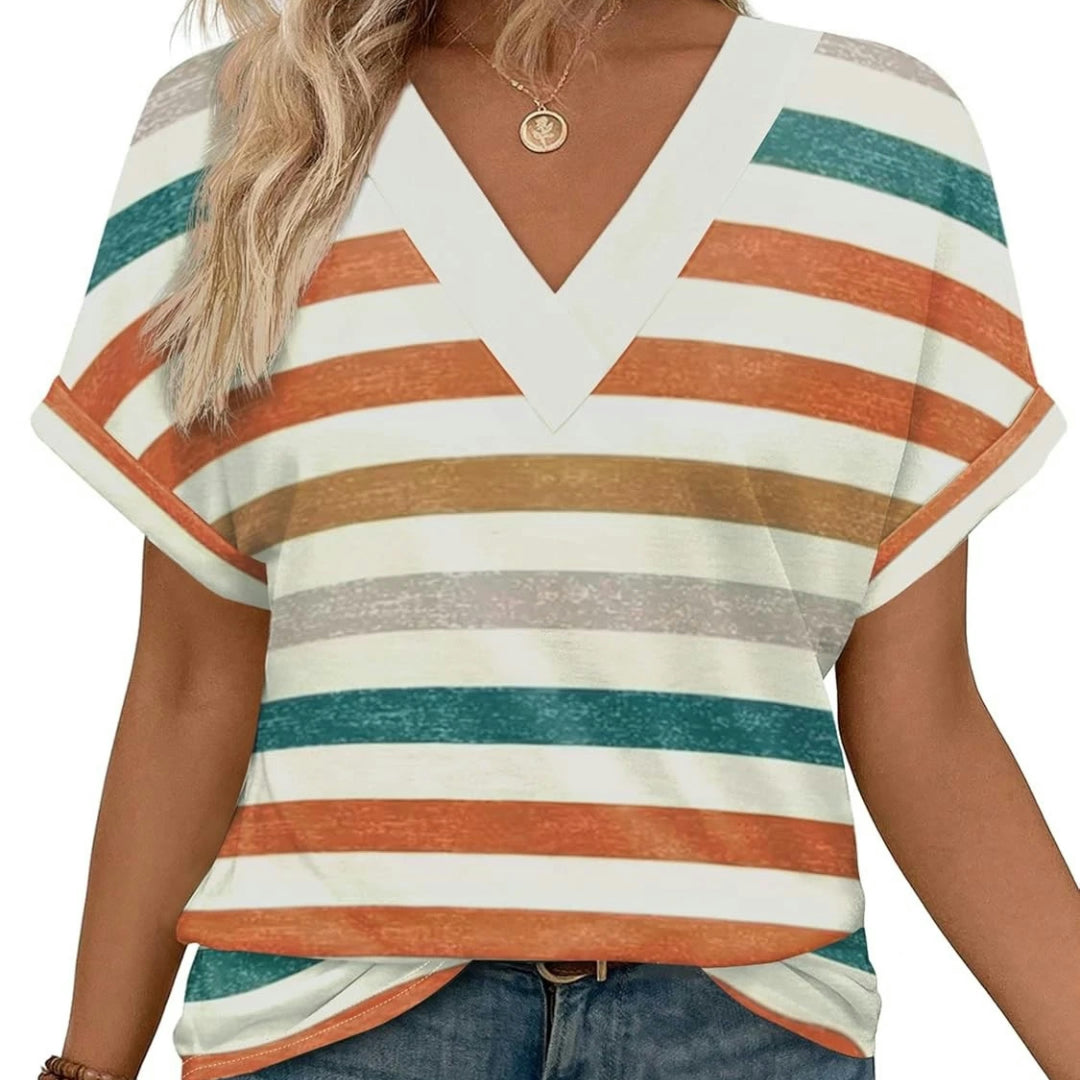 Women's V-Neck Batwing Sleeve Casual Top