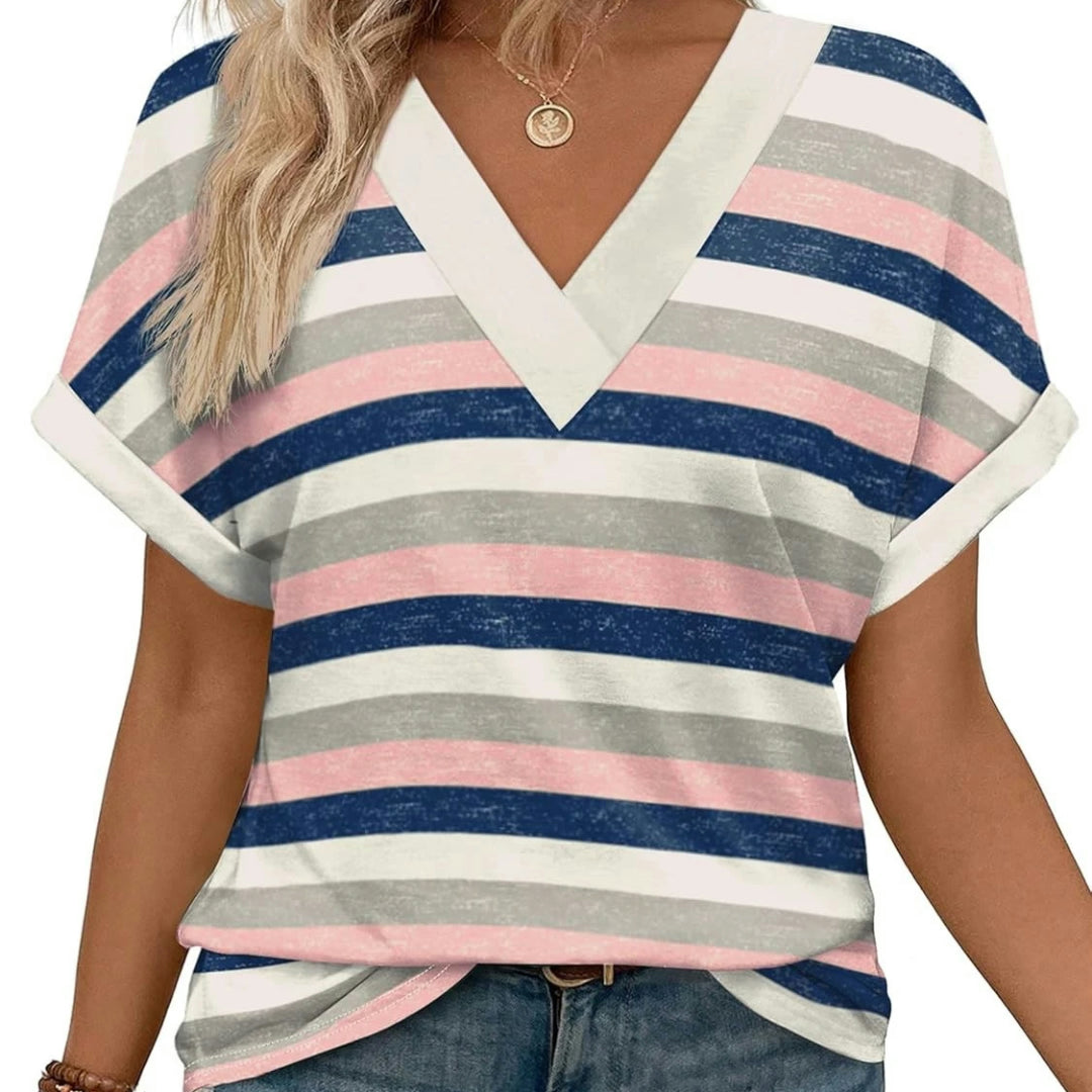 Women's V-Neck Batwing Sleeve Casual Top