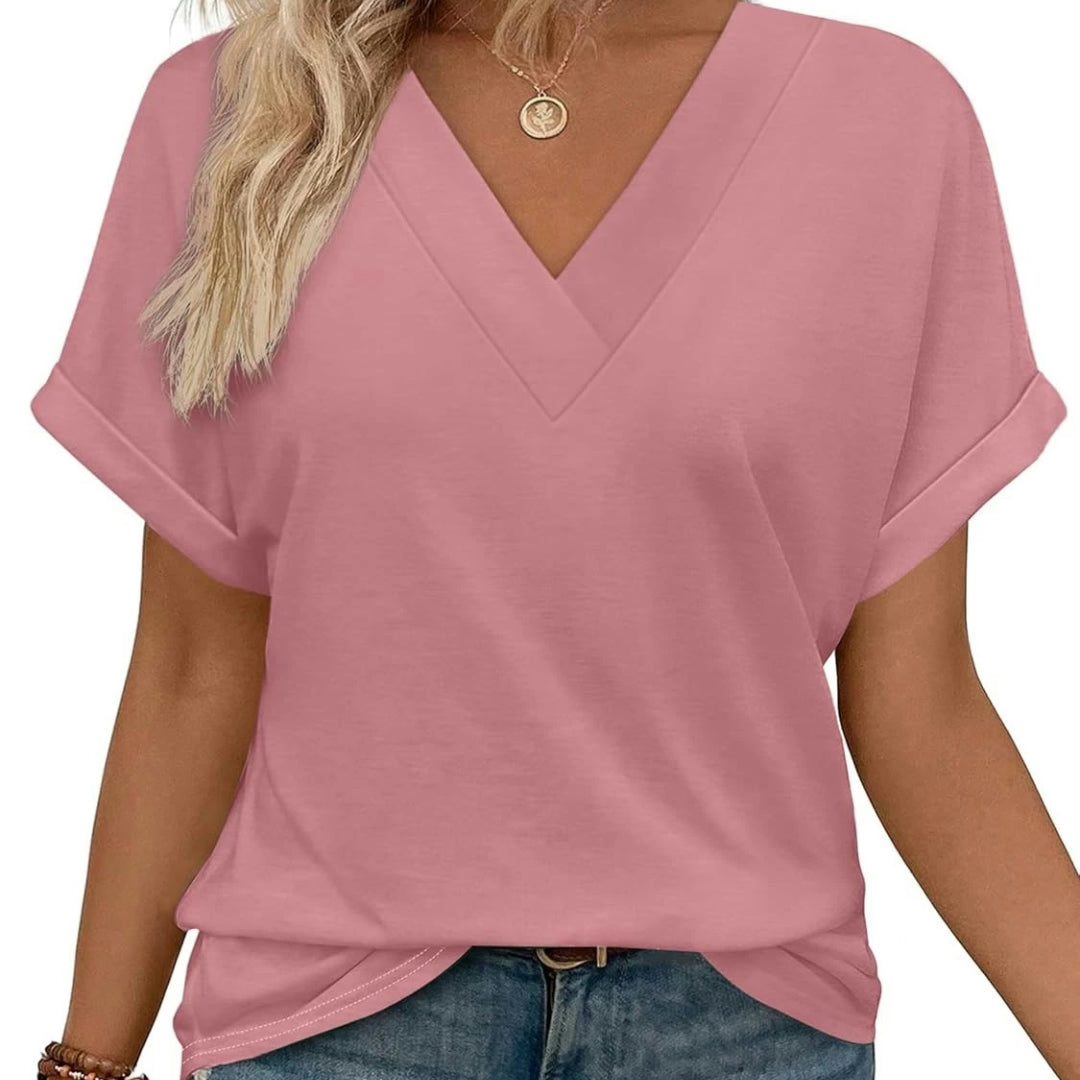 Women's V-Neck Batwing Sleeve Casual Top