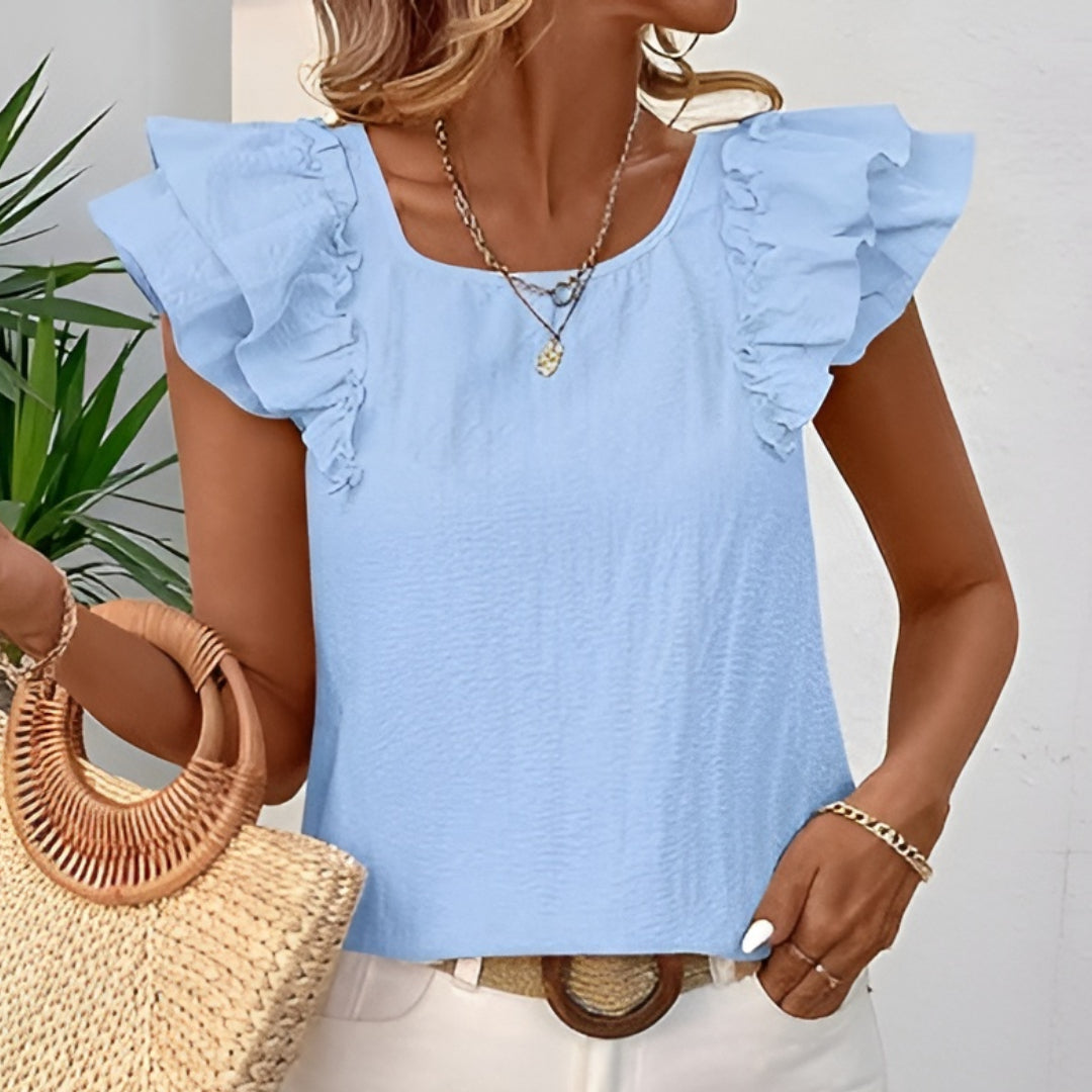 Blusa Donna con Manica a Volant, Casual, Vestibilità Larga