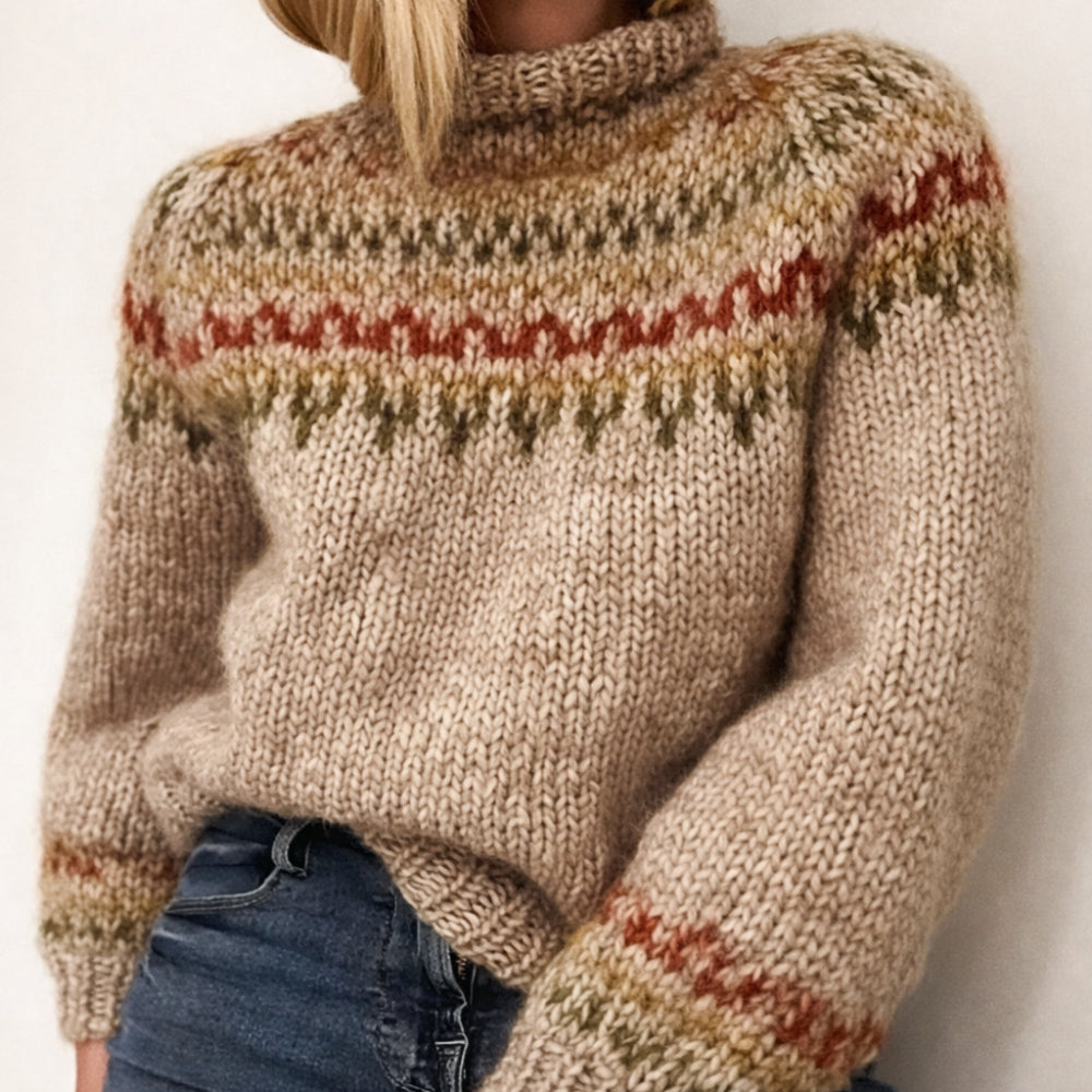 Maglione Donna Collo Alto Stile Scandinavo Invernale