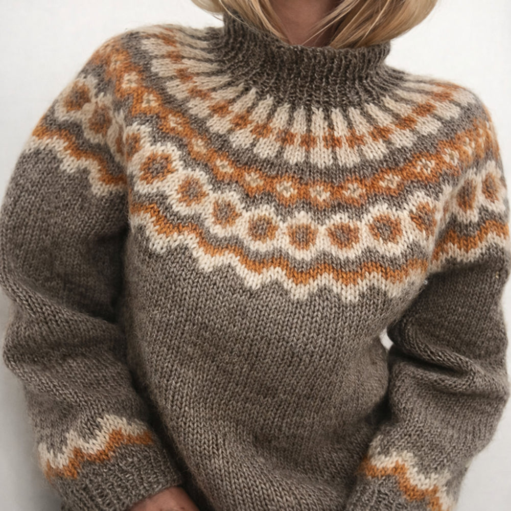 Maglione Donna Collo Alto Stile Scandinavo Invernale