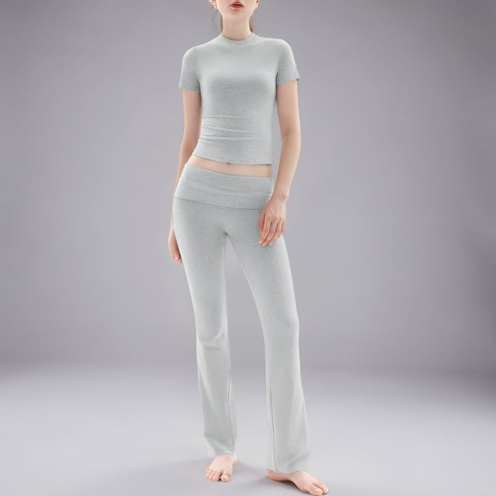 Tuta Donna Set Casual Maglia Pantaloni Flared