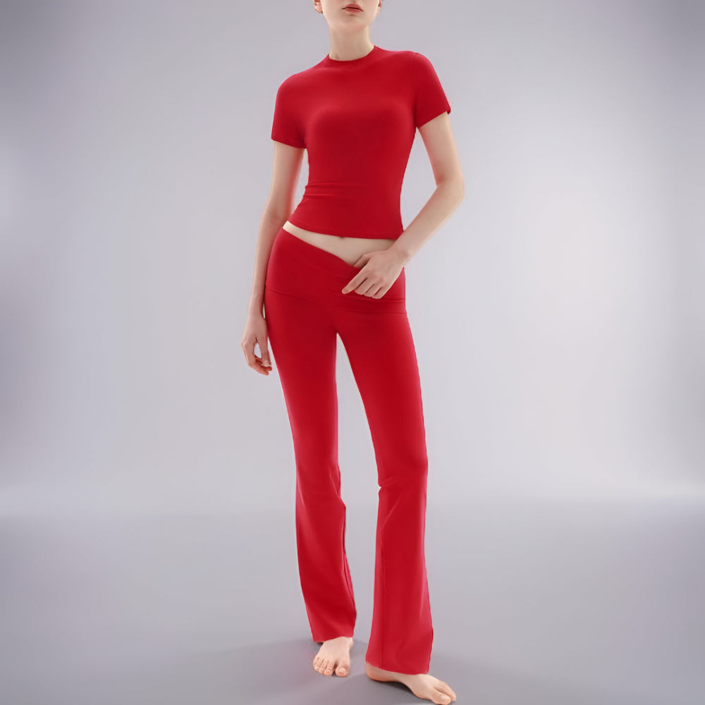 Tuta Donna Set Casual Maglia Pantaloni Flared
