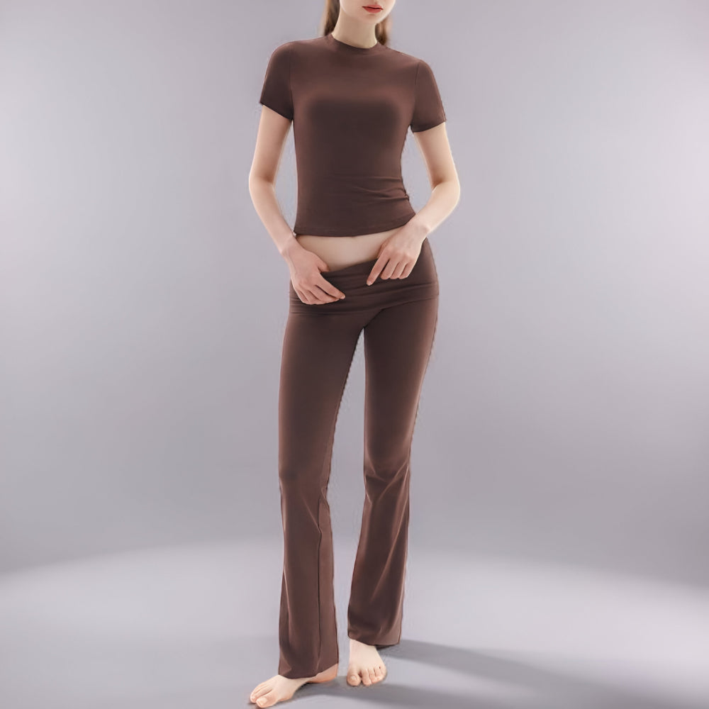 Tuta Donna Set Casual Maglia Pantaloni Flared