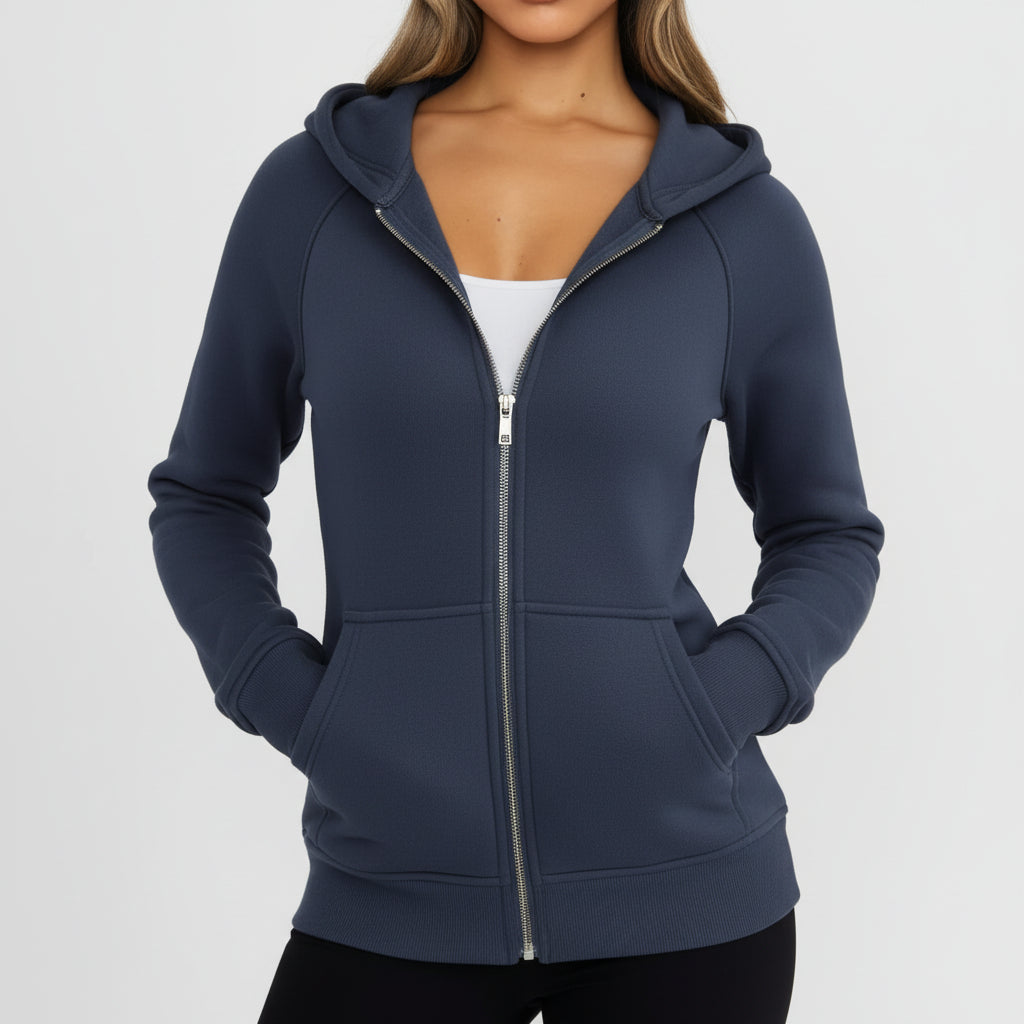 Felpa Zip Donna Slim Fit Misto Cotone Casual