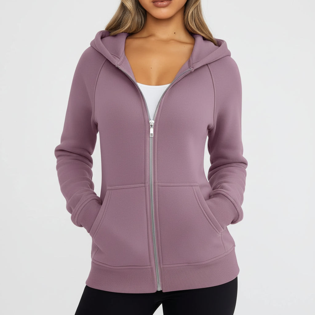 Felpa Zip Donna Slim Fit Misto Cotone Casual