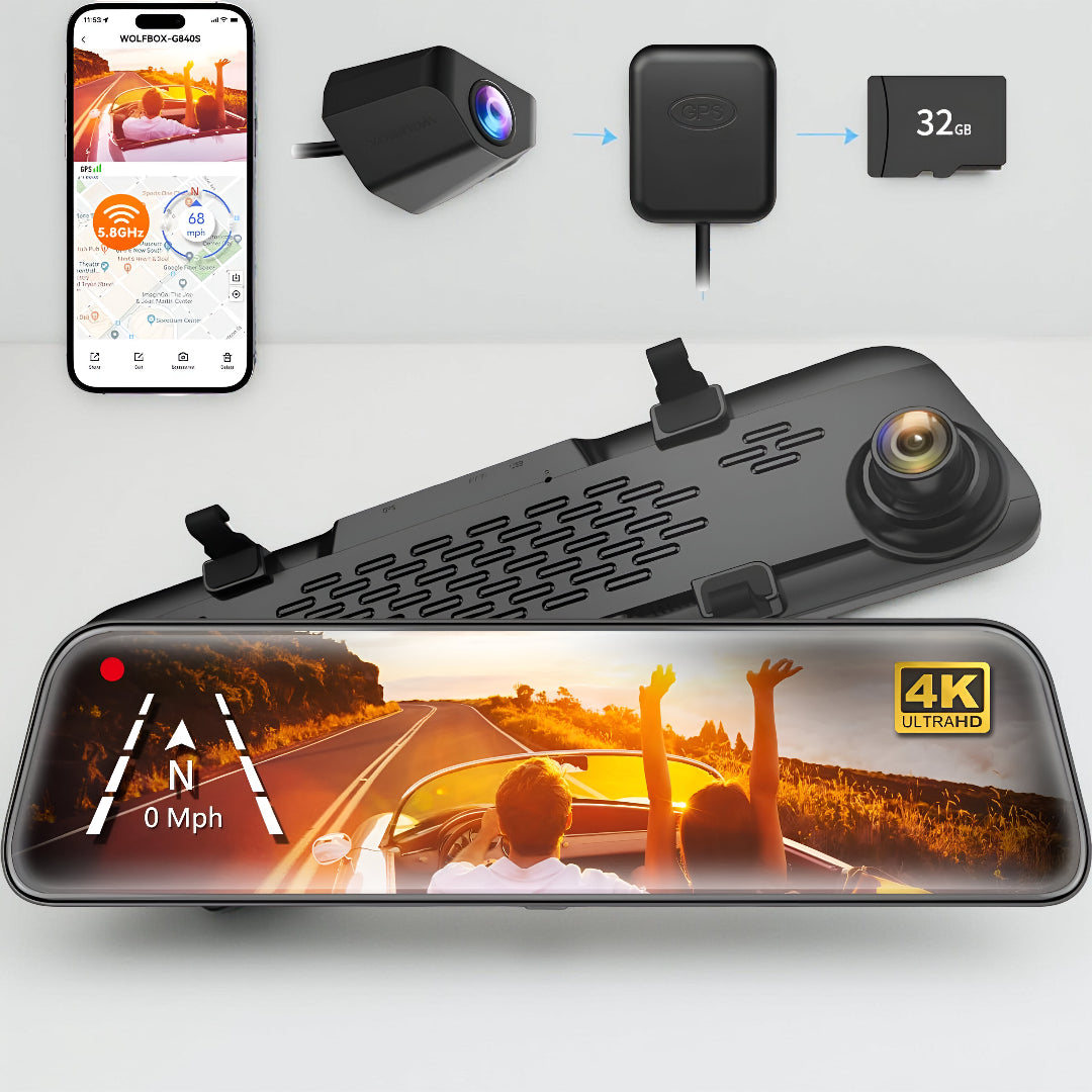 Dashcam Specchietto Retrovisore Auto Doppia Camera 4K