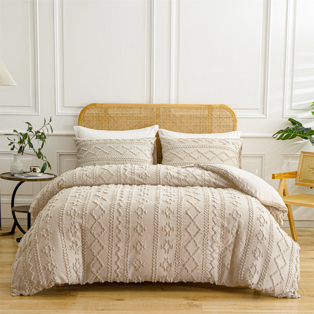 Set Copripiumino Boho Cotone Design Trapuntato Morbido Elegante