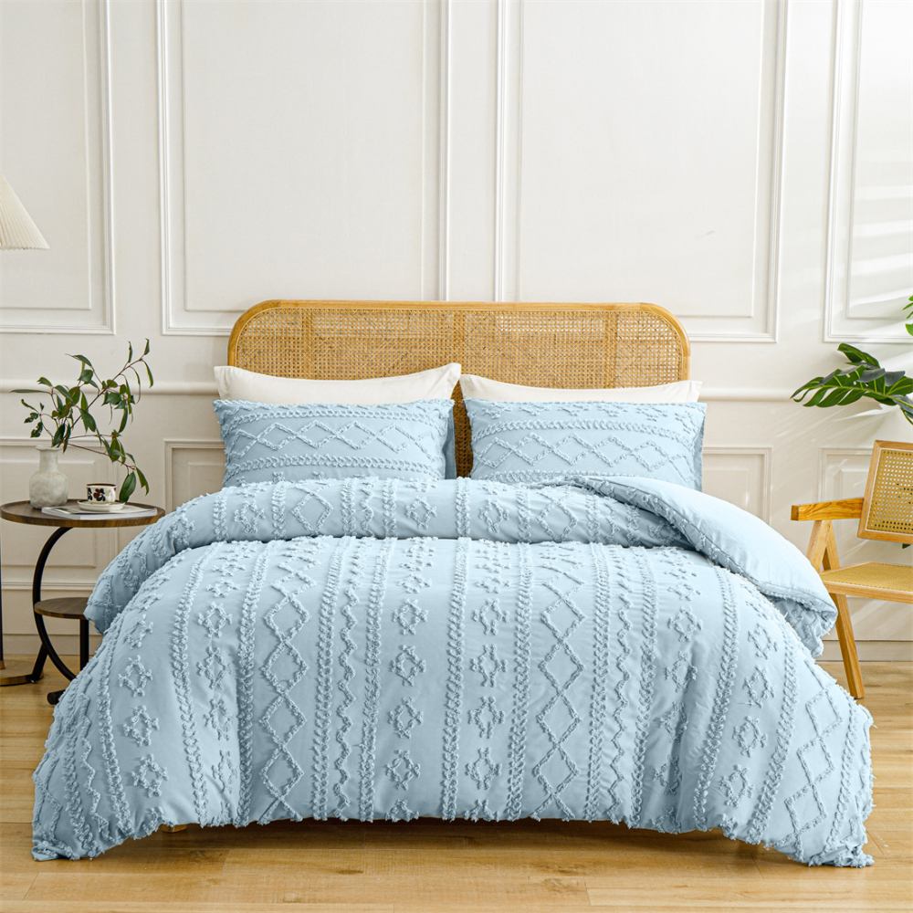 Set Copripiumino Boho Cotone Design Trapuntato Morbido Elegante