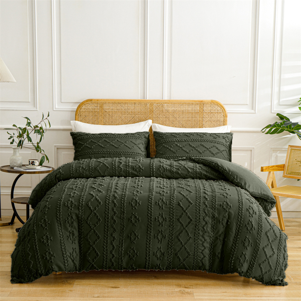 Set Copripiumino Boho Cotone Design Trapuntato Morbido Elegante