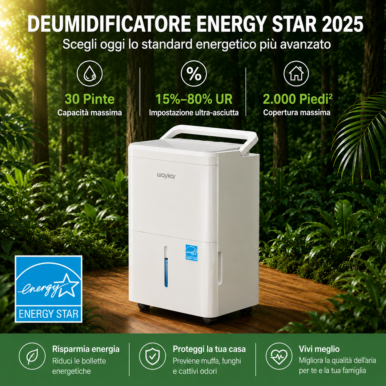 Deumidificatore per Casa e Seminterrato con Funzione Raffreddamento