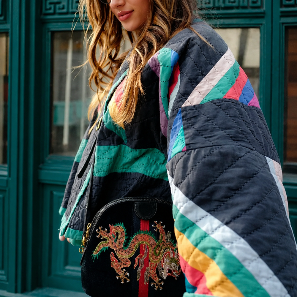 Women's Oversized Quilted Patchwork Jacket | Casual Jacket