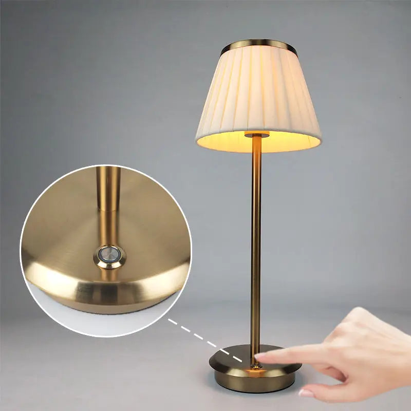 LumiCopper – Wireless Copper Table Lamp with Folded Lampshade, Elegant LED Lamp