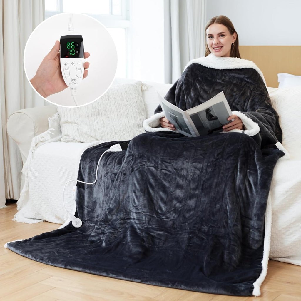 Electric Blanket Heated Sherpa Fleece Portable Heating Blanket