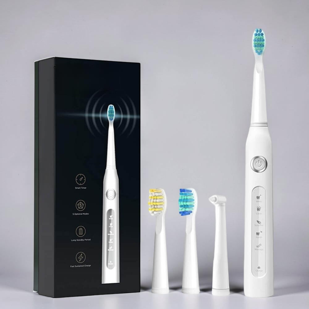 Electric Toothbrush Sonic Rechargeable Timer Multiple Brush Heads