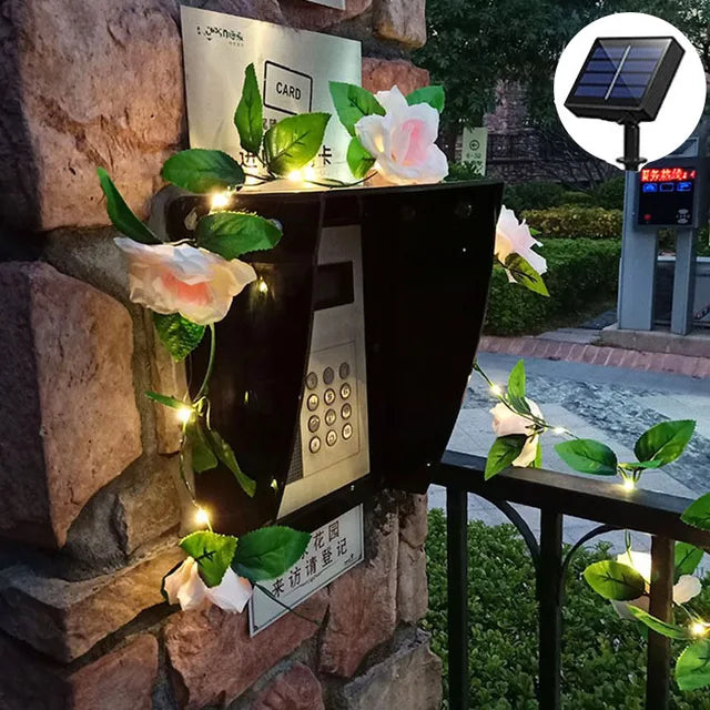 LumiLeaf - Luz de Cordão Solar LED com Folha de Bordo – Resistente ao Tempo e Poupa Energia para Jardim e Varanda